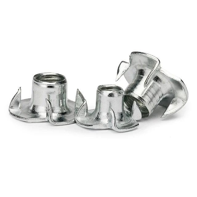 Carbon Steel Blue Zinc Plated T Nuts Four Claw Prong Tee Nut din1624 4-Prong Tee Nuts