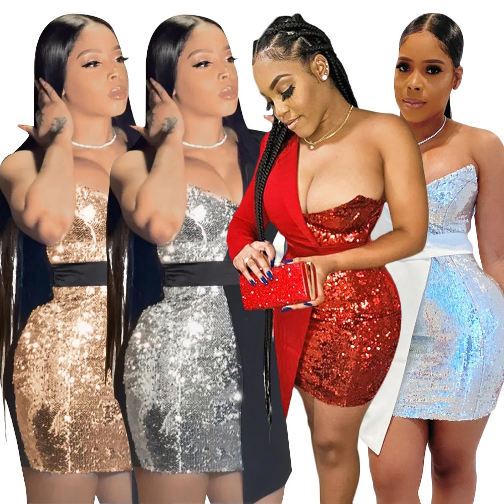 one shoulder formal elegant cocktail dresses evening wear sexy teal sequin fashion dress