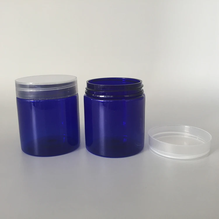 In stock 80ml 80g plastic PET blue color cosmetic jar with plastic screw cap, 80 gram pot container for persnal care face cream