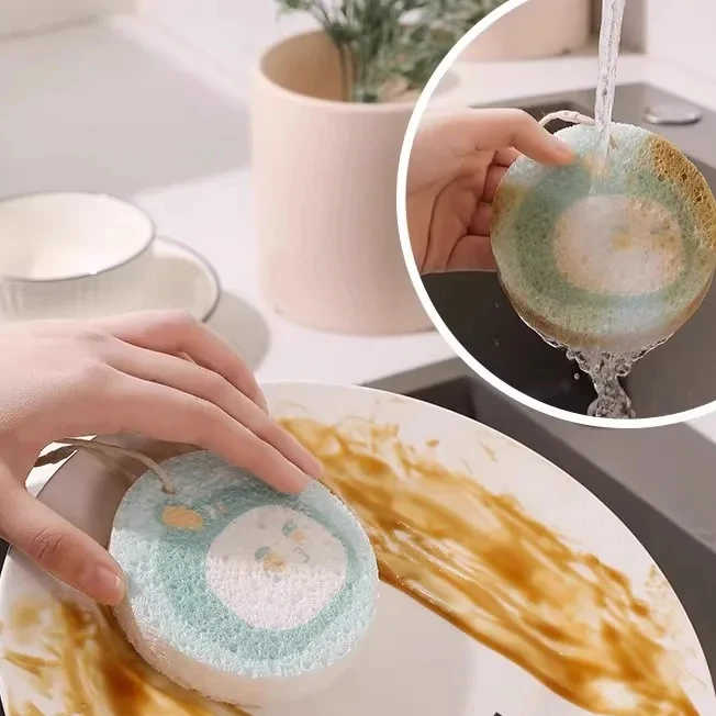 Hot-selling eco-friendly kitchen cleaning cellulose sponge absorbent sponge wood pulp cotton dishwashing sponge printing custom