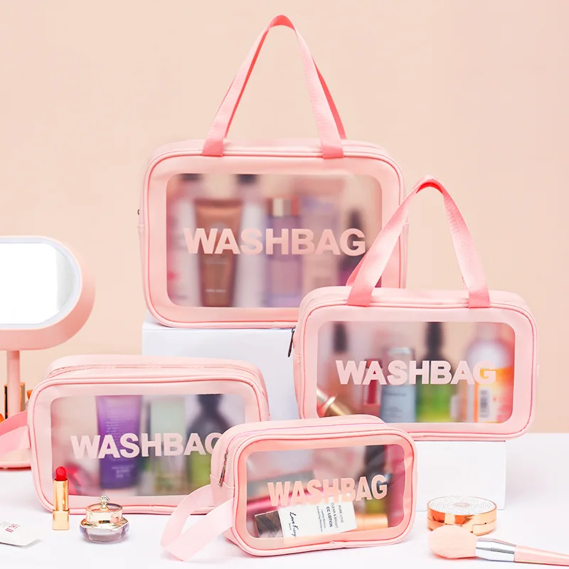 custom logo personalized makeup bag women makeup pink frosted white Hight Quality cosmetic bag