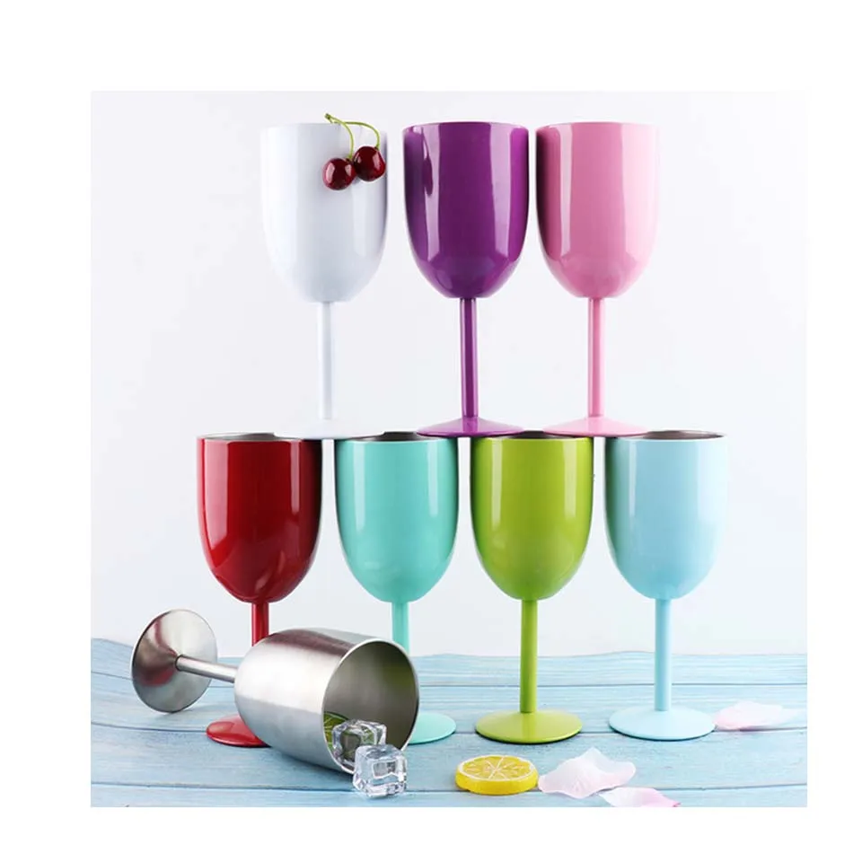 YIDING wine glass logo stainless steel wine goblet acero inoxidable copas de vino copas de acero con tapa inoxidable wholesale
