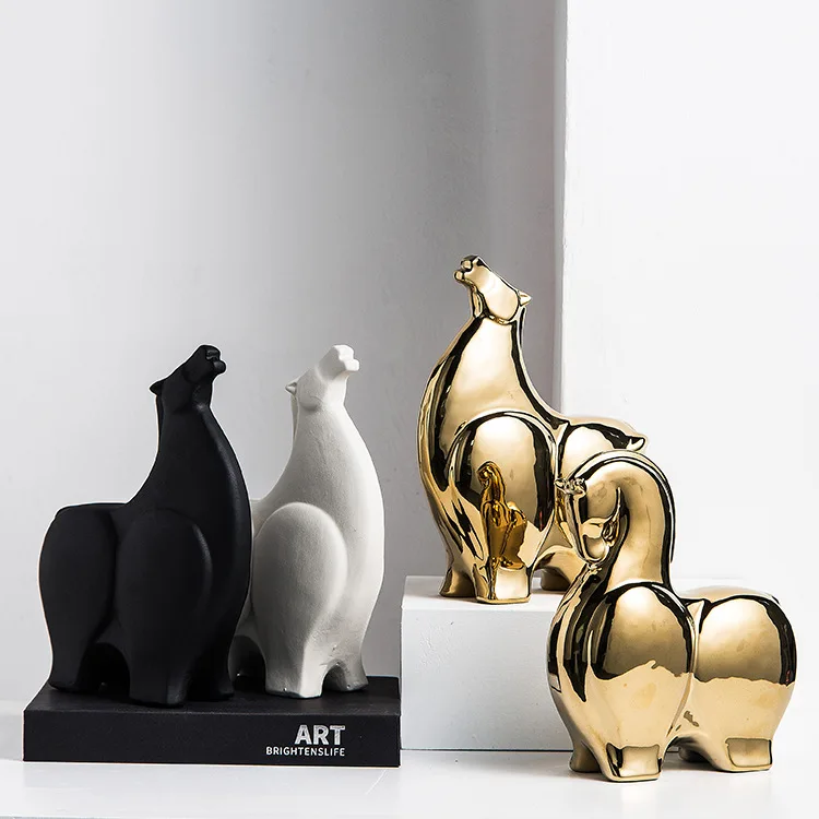Modern Frosted Home Decor Horse Decoration Luxury Ceramic Horse Ornament