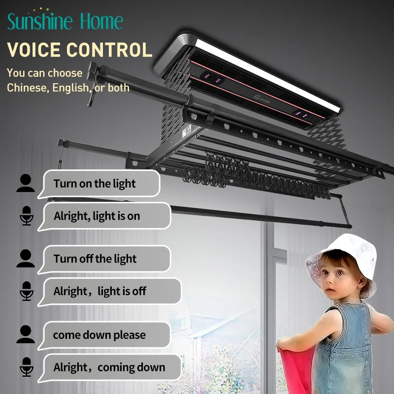 Smart Foldable Aluminum Clothes Drying Rack Electrical Style Household Goods for Indoor and Balcony Use Metal Board Material