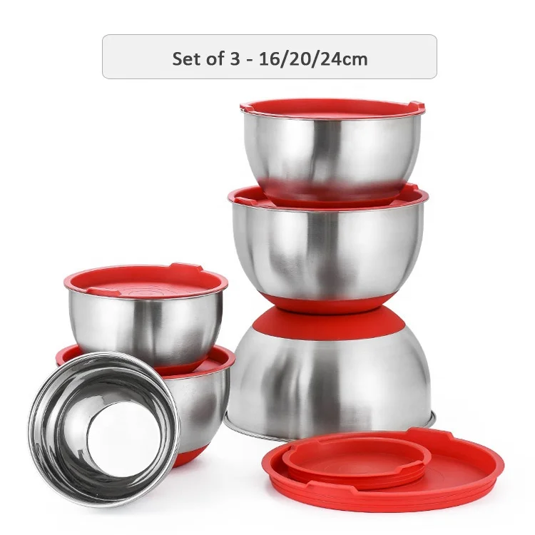 Set of 3 Pcs Best Selling Quality Seasoning Basin Stainless Steel Bowl For Fruit Salad