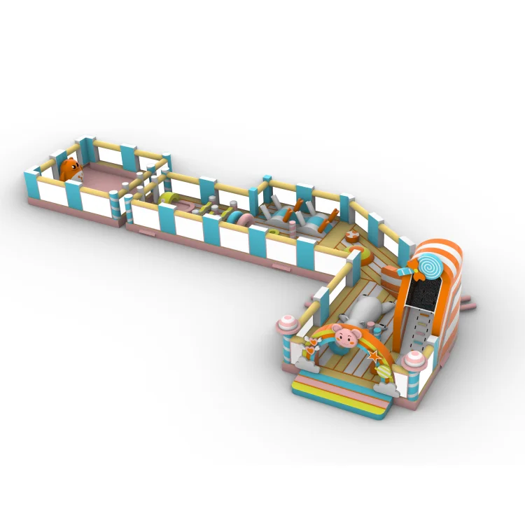 Outdoor sports playground games waterproof giant run adult inflatable obstacle course