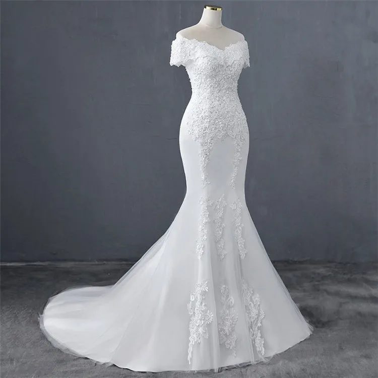 2022 new arrival off shoulder mermaid designer bridal dresses girl wedding dress