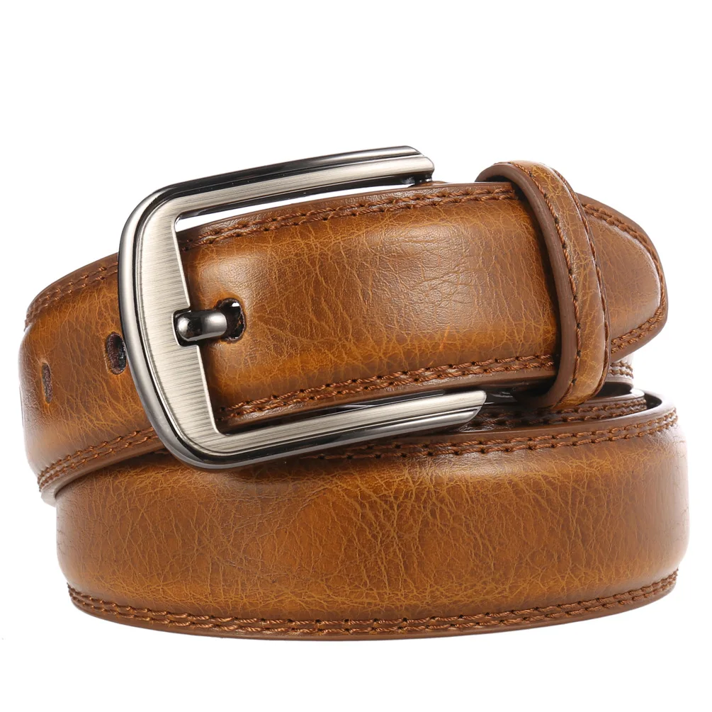 Мужской ремень для джинсов костюмов Униформа с одной зубчатой пряжкой из натуральной кожи