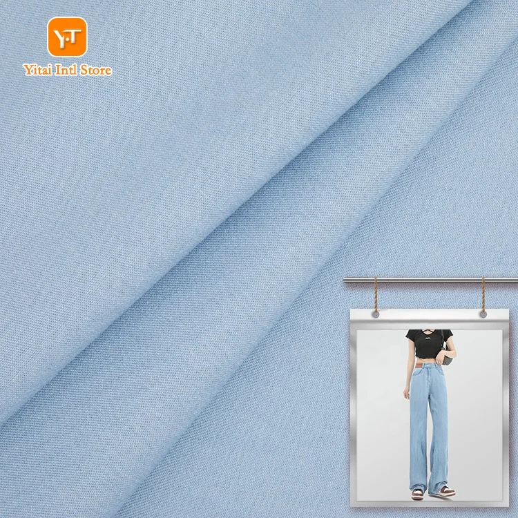 Modern Design Lyocell 40%Viscose 57%Polyester 3%Spandex Stretch Rayon Thin No-Wash Ice Silk Denim Fabric for Pants and Skirts