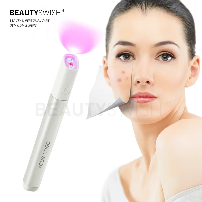 Wholesale Mini LED Blue Red Light Therapy Private Label Beauty Care Face Acne Cure Stick Light Therapy Pen For Acne Scar Removal