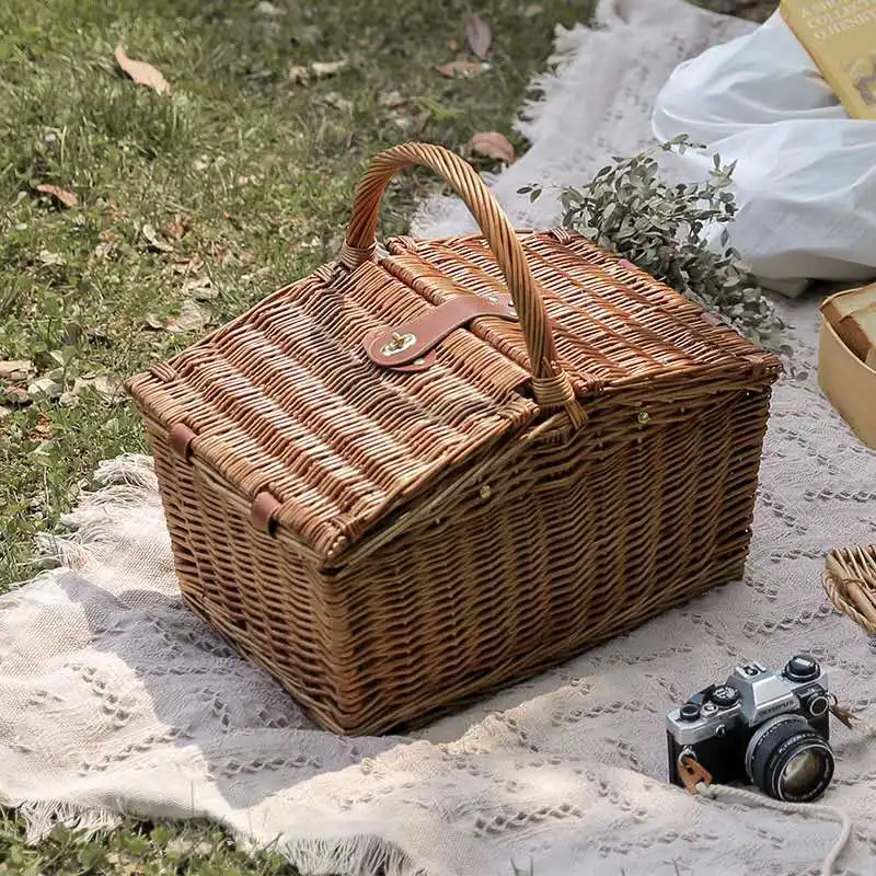 
Hot seller wicker basket hand basket picnic basket for four 