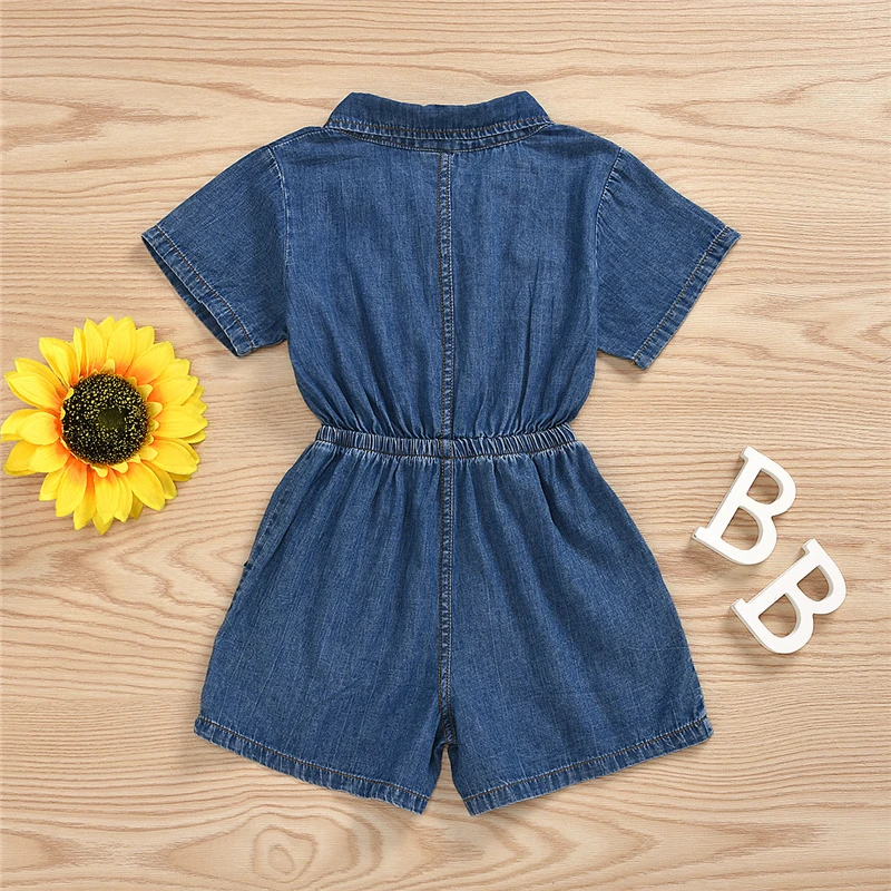 Children girls fashion bodysuit clothing one pieces jean romper jumpsuits kids girls jeans jumpsuits for girls