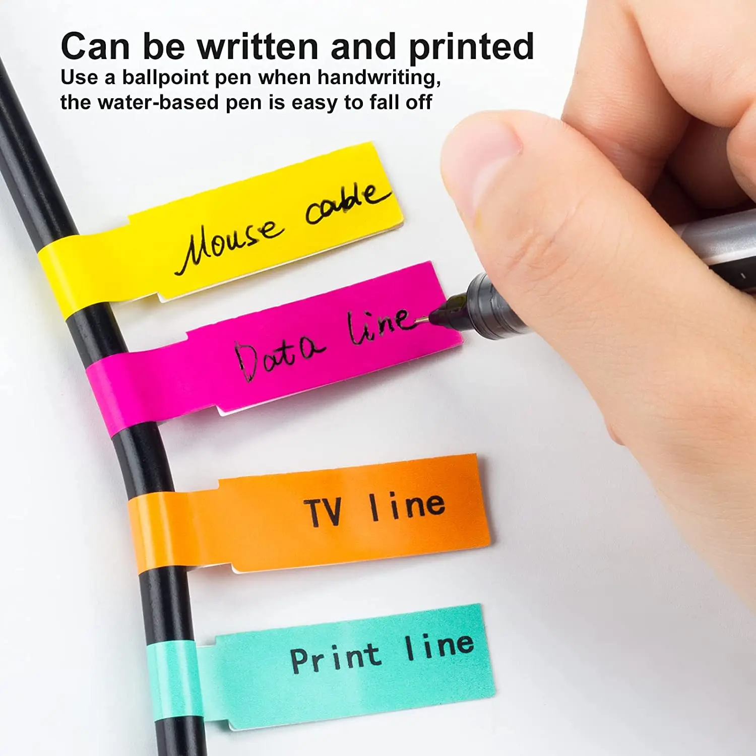 Colorful Ethernet Wire Labels Cord Tags Can Write On Waterproof Printable Label Sticker for All Occasion