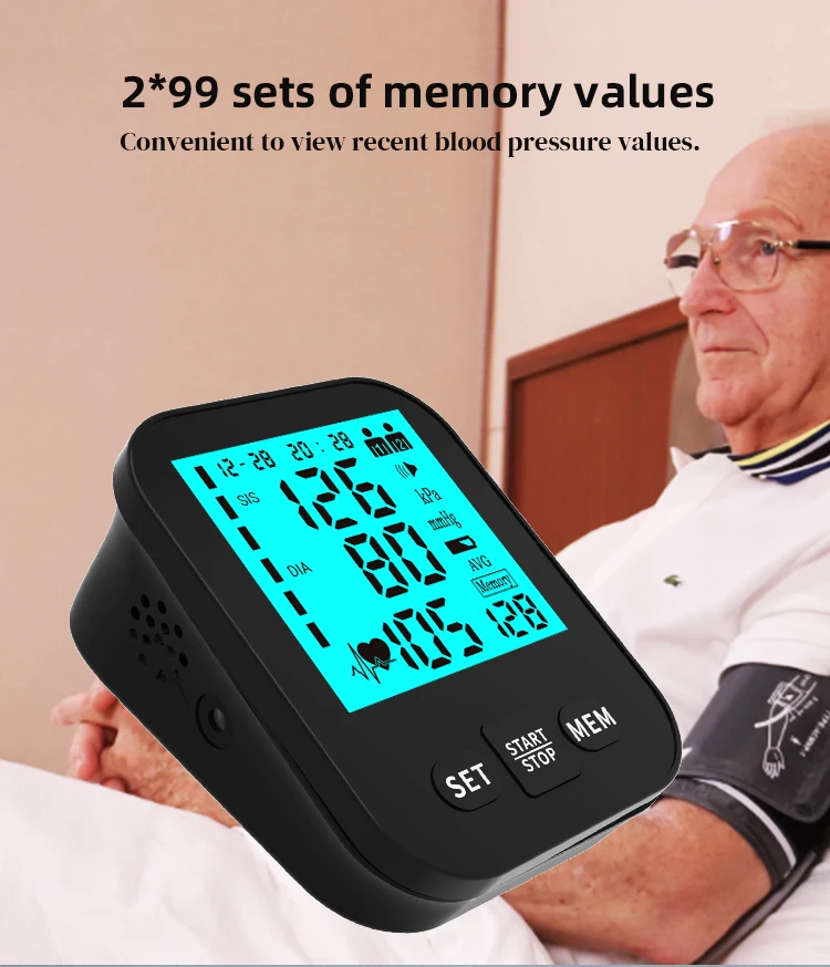Amazon best selling Aupo with LCD display blue back light digital upper arm blood pressure machine meter cheap bp monitor
