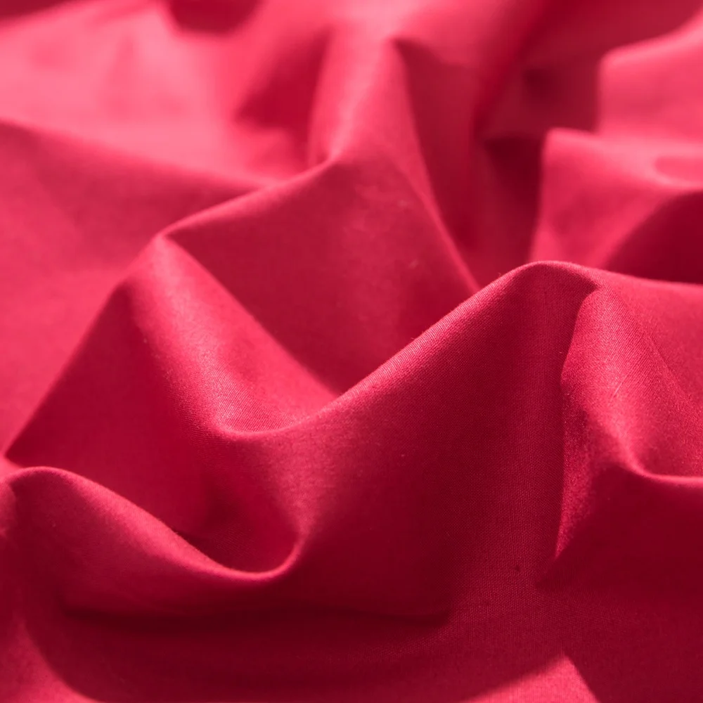 100% cotton material 200T percale red color home bedding set fabrics