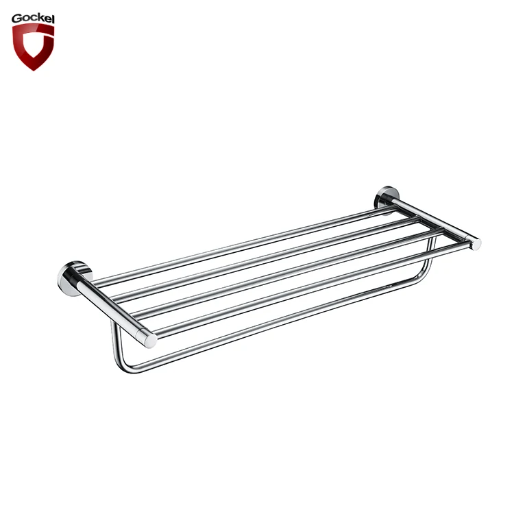Hotel Chrome Bathroom Double Towel Bar Shelf Rack Accessories Wall Mounted Towel Rack