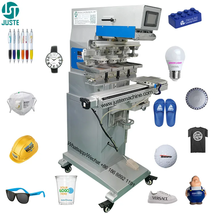 4 Color Roll Pad Printer Servo Carousel Fully Automatic Pad Printing Machine For Stress Christmas PVC PU Golf Ball Pen Logo Tees