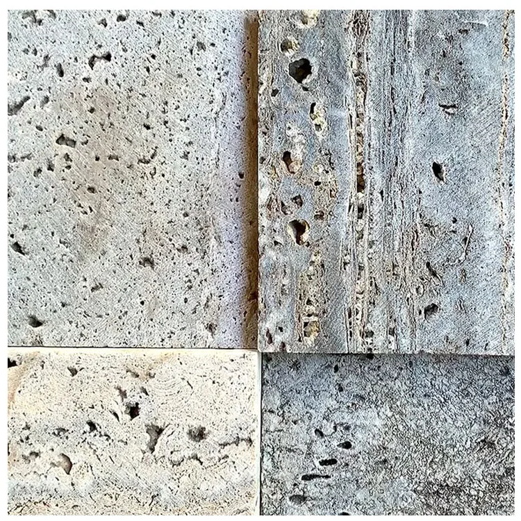 Wholesale Stone Wall Panel  natural stone silver grey Travertine wall tiles paving stone for outdoor and indoor