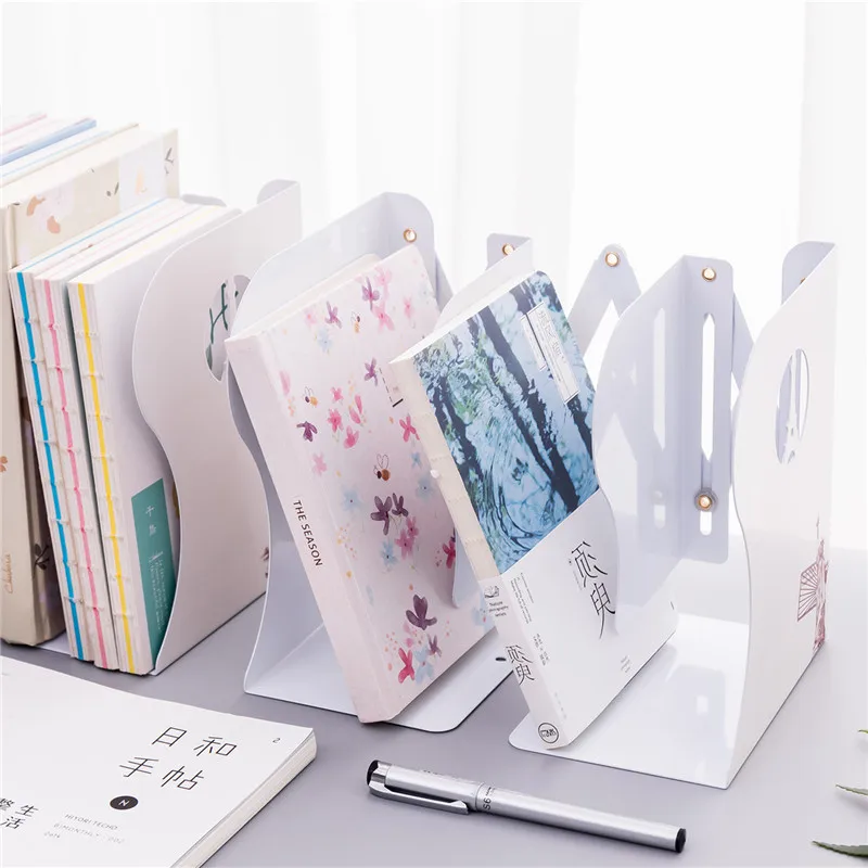 Wholesale Famous Architecture Bookshelf Metal Folding Metal Hollow Student Office White Book Stand Bookends
