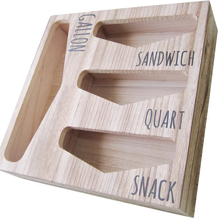 2024 Wholesale manufacturers produce wooden plastic ziplock bag storage organizer