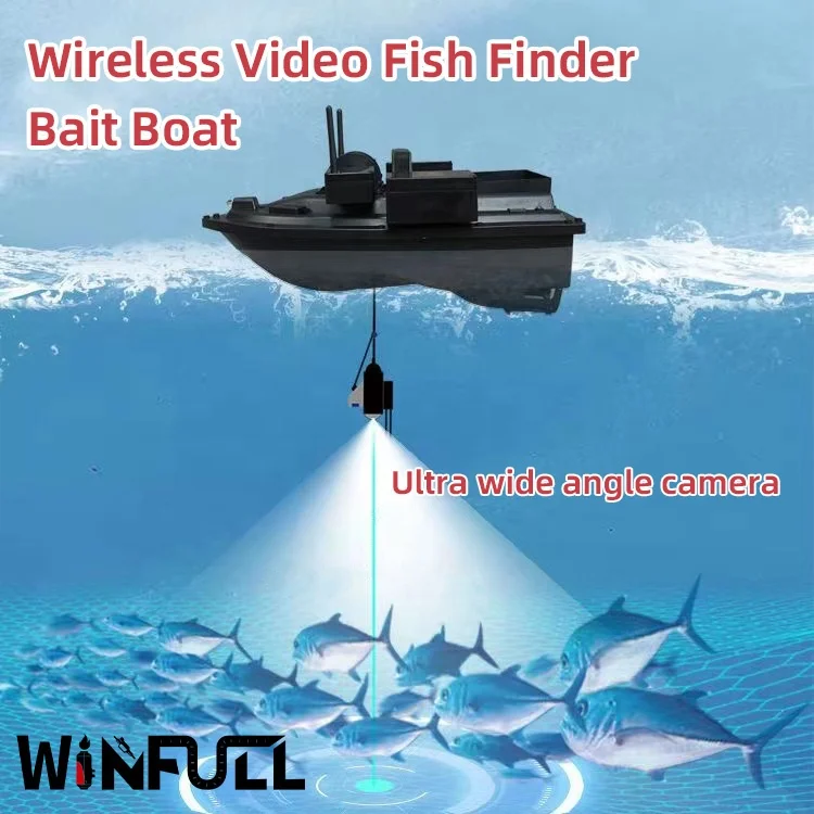 WINFULL Wireless Remote Control Fishing Feeder Video Fish Finder Bait Boat GPS Positioning RC Fishing Bait Boat