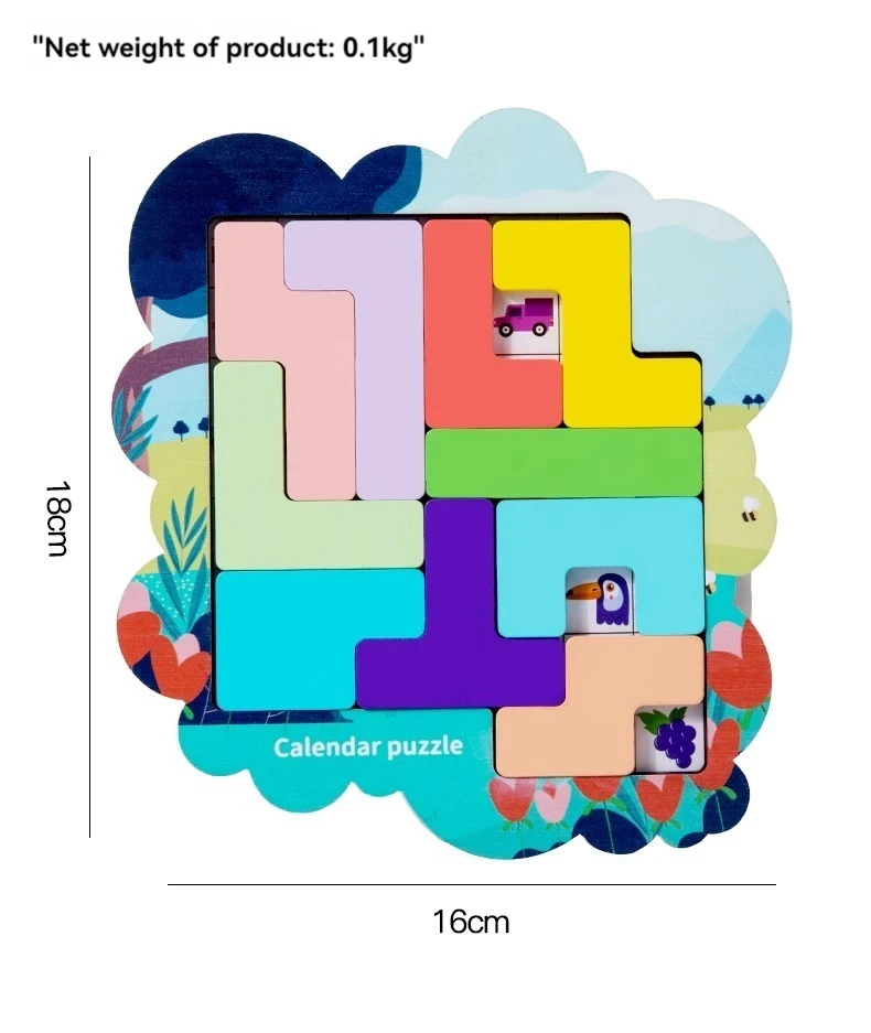 Popular 3D Russian Blocks High Quality Wooden Blocks Puzzle Shape Matching Toy