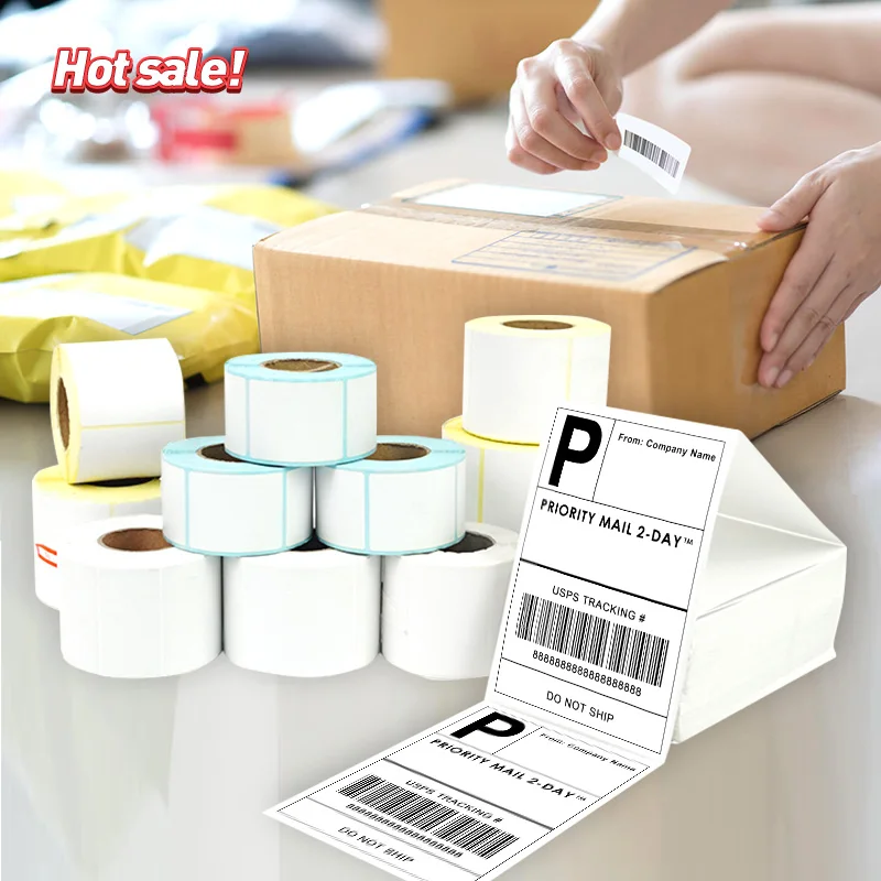 Premium quality supermarket good price 4'x 6' 500 lables/roll blank stickers direct thermal label