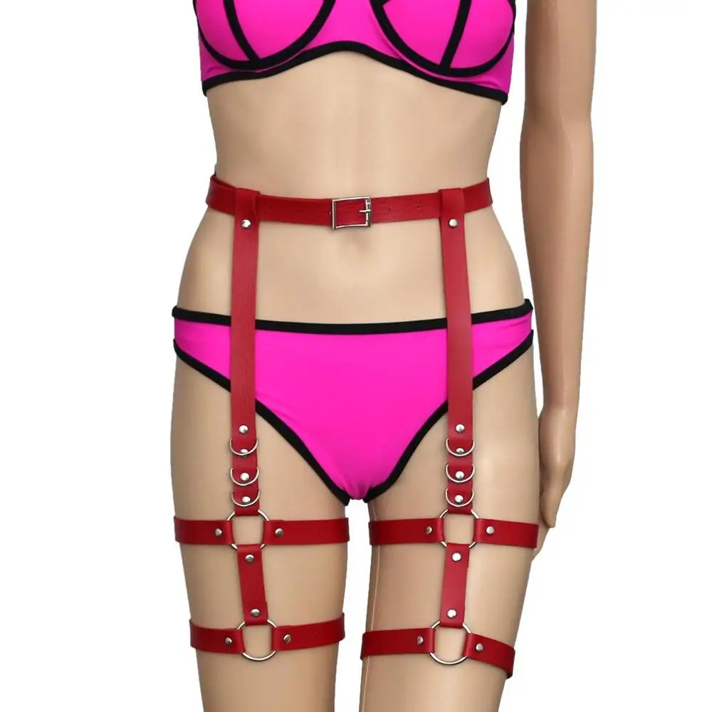 
Colorful Women Sexy Pu leather Harness Leg Pu Garter Sexy Lingerie 