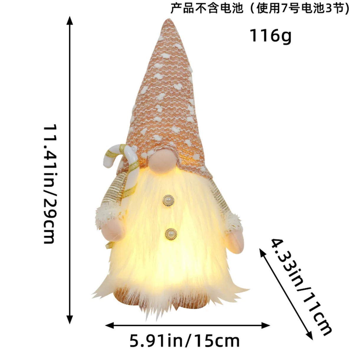 Faceless Doll Light Up Ornament Christmas Sequin Doll Window Display with Lights Rudolph Doll Decoration