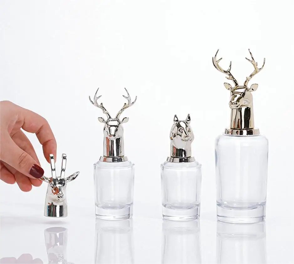 Elk antlers Shape Perfume Bottle antler with gift box animal factory price print logo with lid clear glass bottle