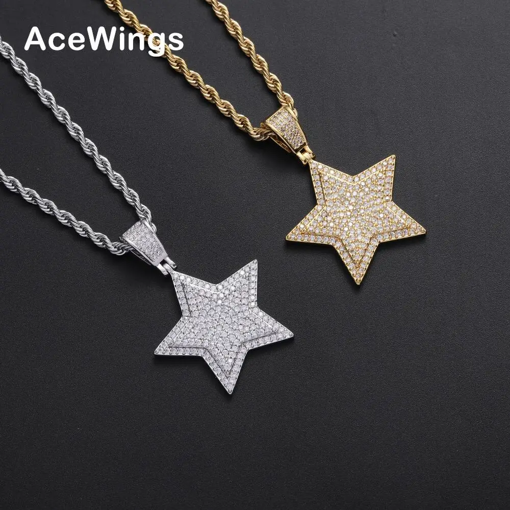 CN366 Brass Setting CZ pendants Hip Hop Necklace Iced out Jewelry