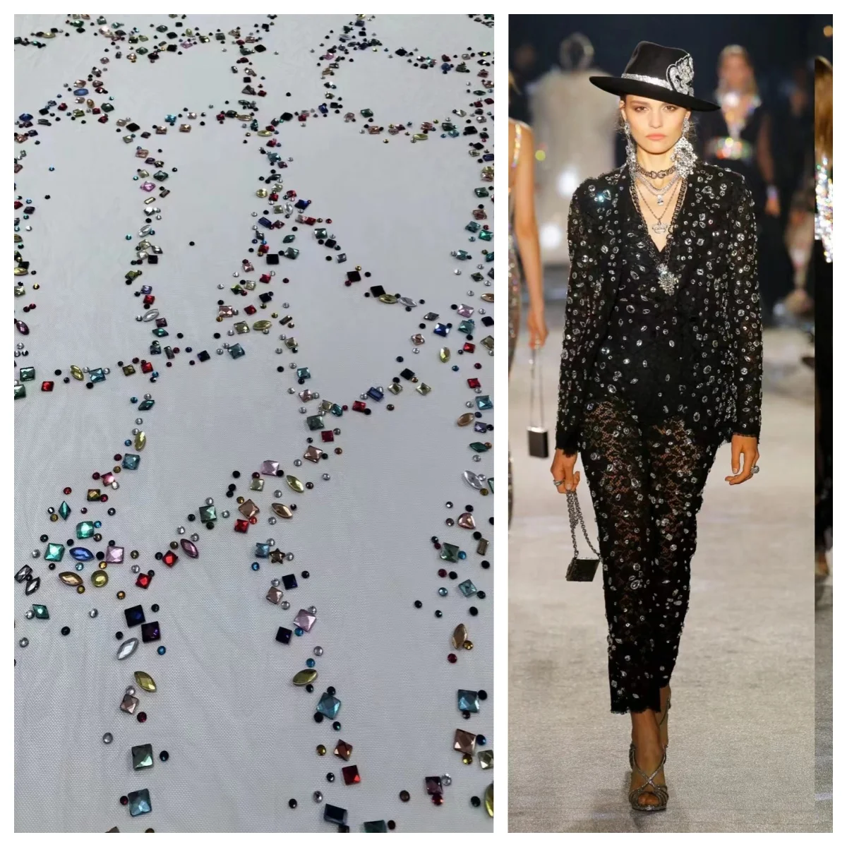 LH new design Naked color Tulle crystal stones fabric Rhinestone Mesh beaded  Fabric Sparkling crystal stones mesh fabric