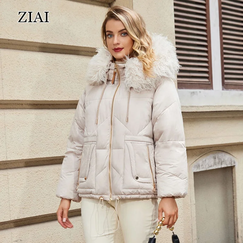 Wholesale Oversize Black Short Puffer Coat with Big Fur Hood Zippered Puffer Jacket Coat Short Puffer Coat