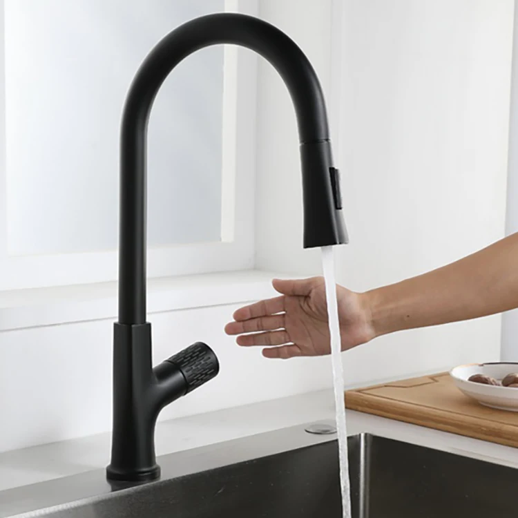 360 Rotatable Touchless Motion Sensor Pull Down Kitchen Faucet  with 2 Modes Sprayer