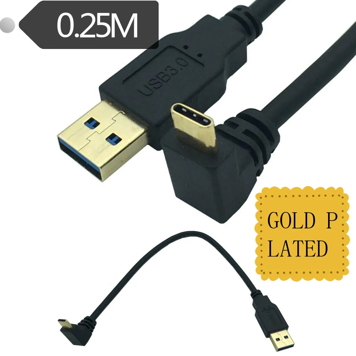 Кабель с позолоченным штекером USB 3 0 (Type-A) на 1 (Type-C) «папа» C A «Папа-папа» 25