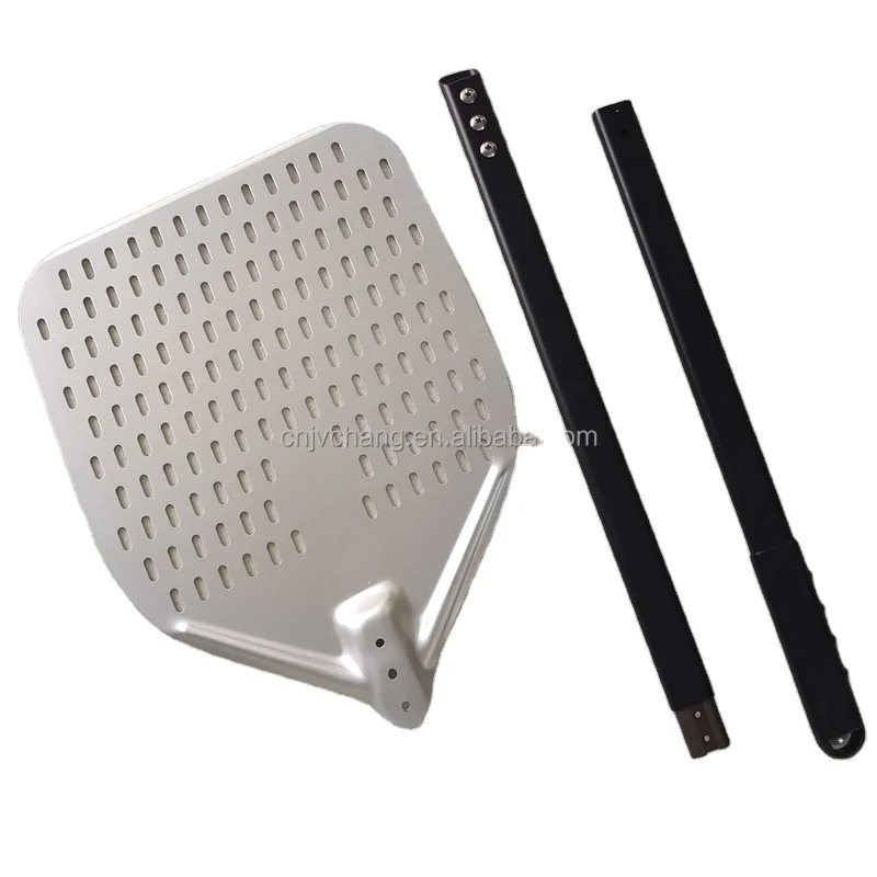 Home Use Pizza Peel Hard-Anodized Turning Pizza Shovel 9 inch Detachable Long Handle Perforated Non-Stick Peel