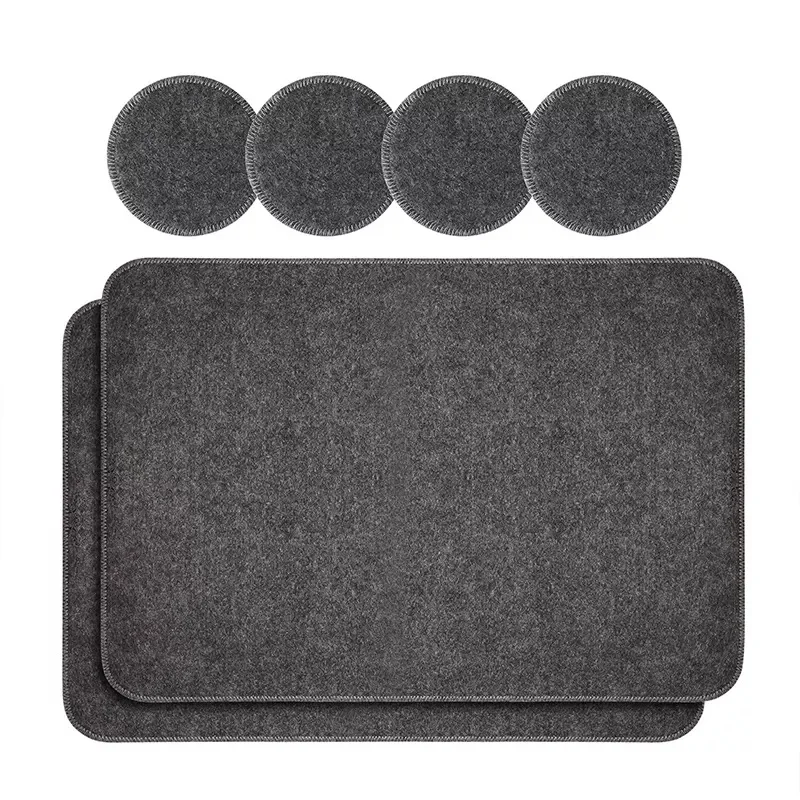 Felt Placemats Durable Material Easy-Cleaning Felt Rectangle Placemats set with 4 coaster
