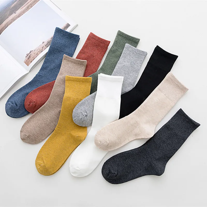 Four Seasons  Ladies Tube Socks Popular Socks Slouch Retro Solid Color Female Short Cotton Socks Newest