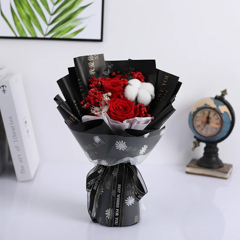 Yunnan factory direct wholesale decoration flowers gift box packaging immortal rose bouquet