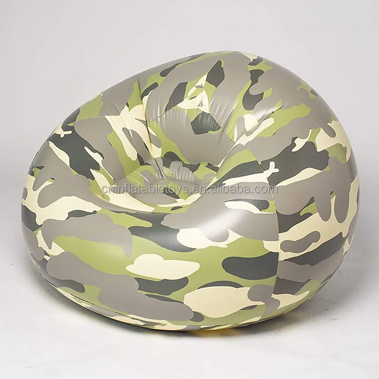 Factory Custom PVC Inflatable Chinese Camouflage Sofa Lazy Seat Gamer Lounger for Adult Patio Pool Camping Park Backyard Picnic
