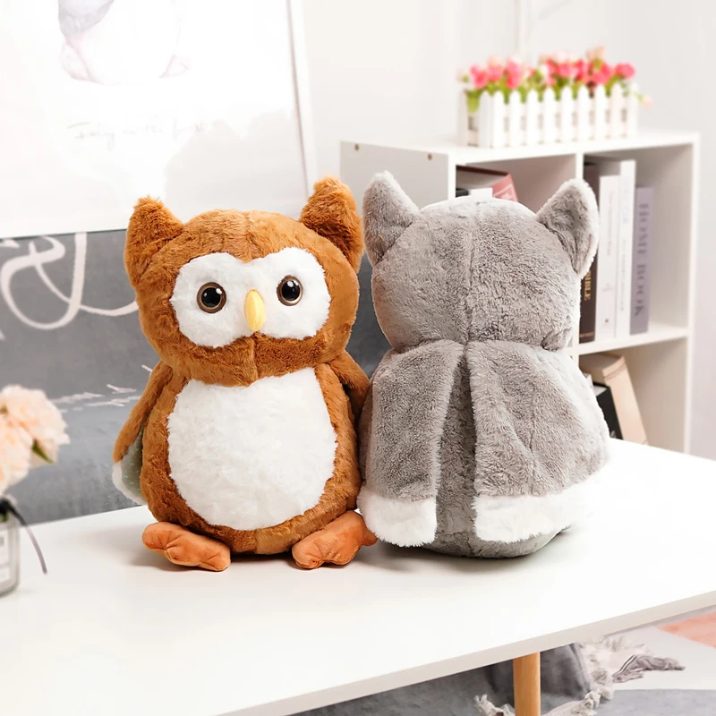 Wholesale 25cm Super Soft Stuffed Animal Owl Plush Lifelike Grey Brown Stuffed Plush Owl Toys