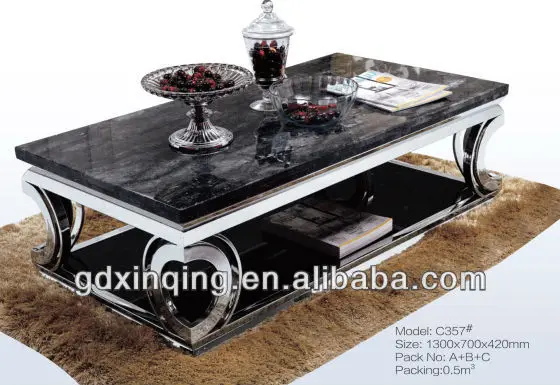 
Hot sale Marble Table Top Modern Design Tempered Glass Stainless Steel Coffee Table 