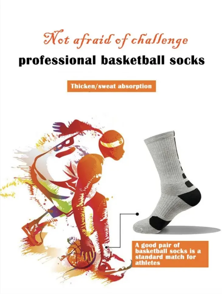 Custom Sport Socks Adults Wholesale Elite Basketball Socks Men Professional Protecting Tower Sole Plain Socks Terry