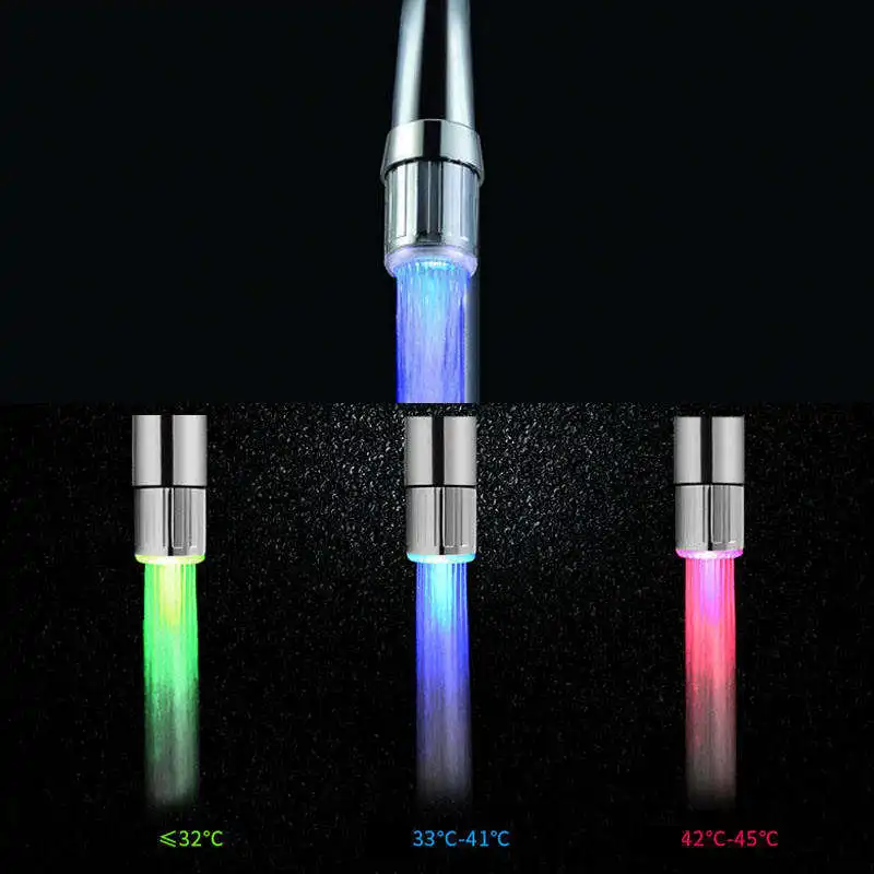 Wholesale Led Temperature Sensor Water Faucet Light-up 7 Colors Kitchen Bathroom Shower Tap Faucet Nozzle Head