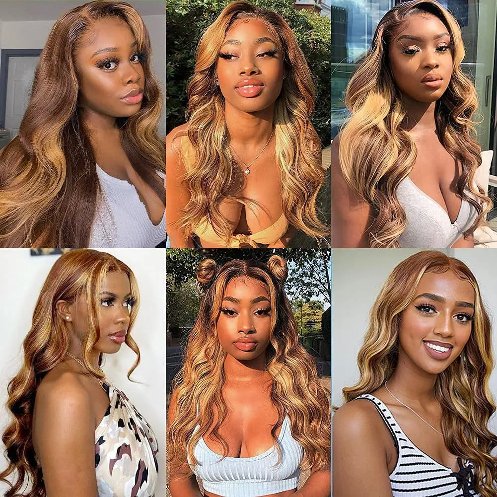 Addictive highlight 1b honey brown color straight bob human hair lace front wigs hd brazilian full lace human hair wigs