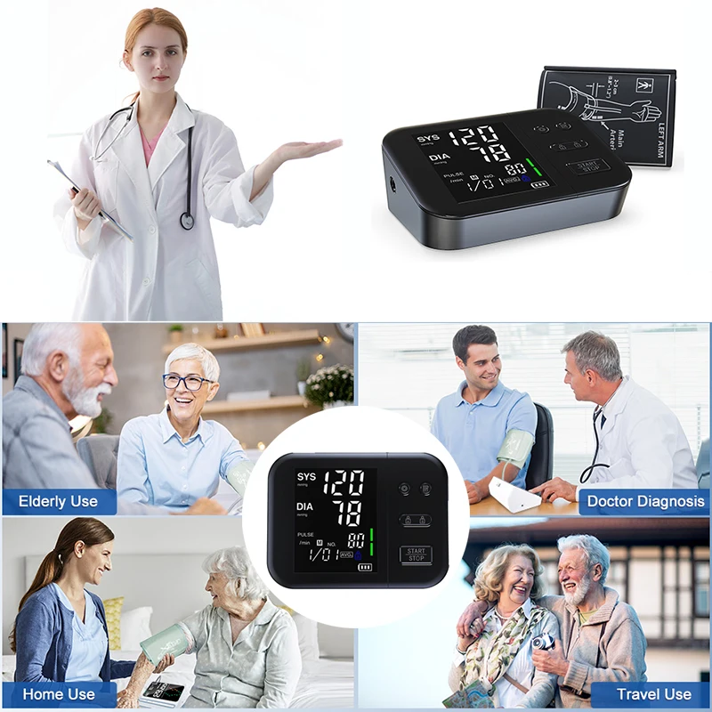 Digital Arm Wrist BP Blood Pressure Monitor Tensiometer Tonometer Automatic Sphygmomanometer Heart Rate Pulse Meter