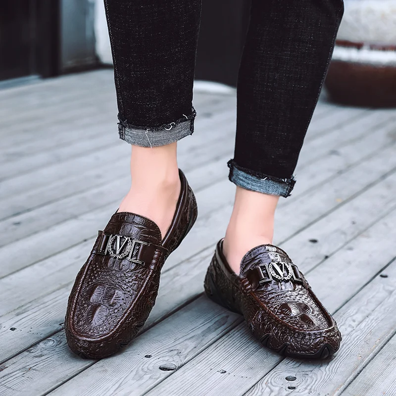 Мокасины мужские из натуральной кожи, модные повседневные лоферы, удобная обувь для вождения