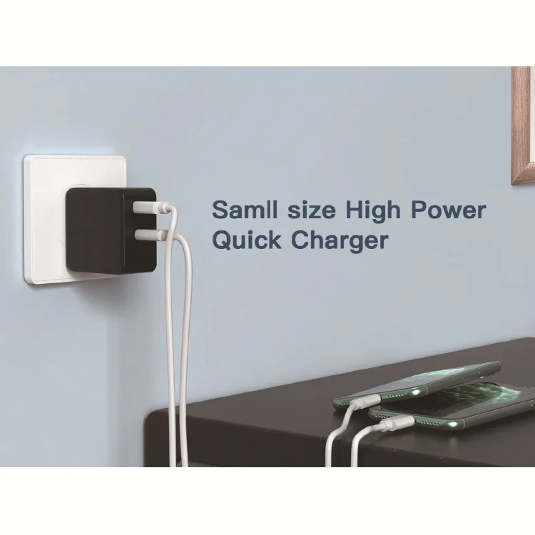 Amazon New Arrival Top Seller 60W PD 3.0 USB Type C Fast Charging Wall Charger Dual Adapter Universal For Iphone Android