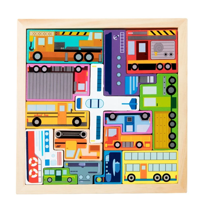 Wholesale Wooden toys Montessori Wooden Cube Puzzle Block Set Learning Toys for Kids Age Group 36M+