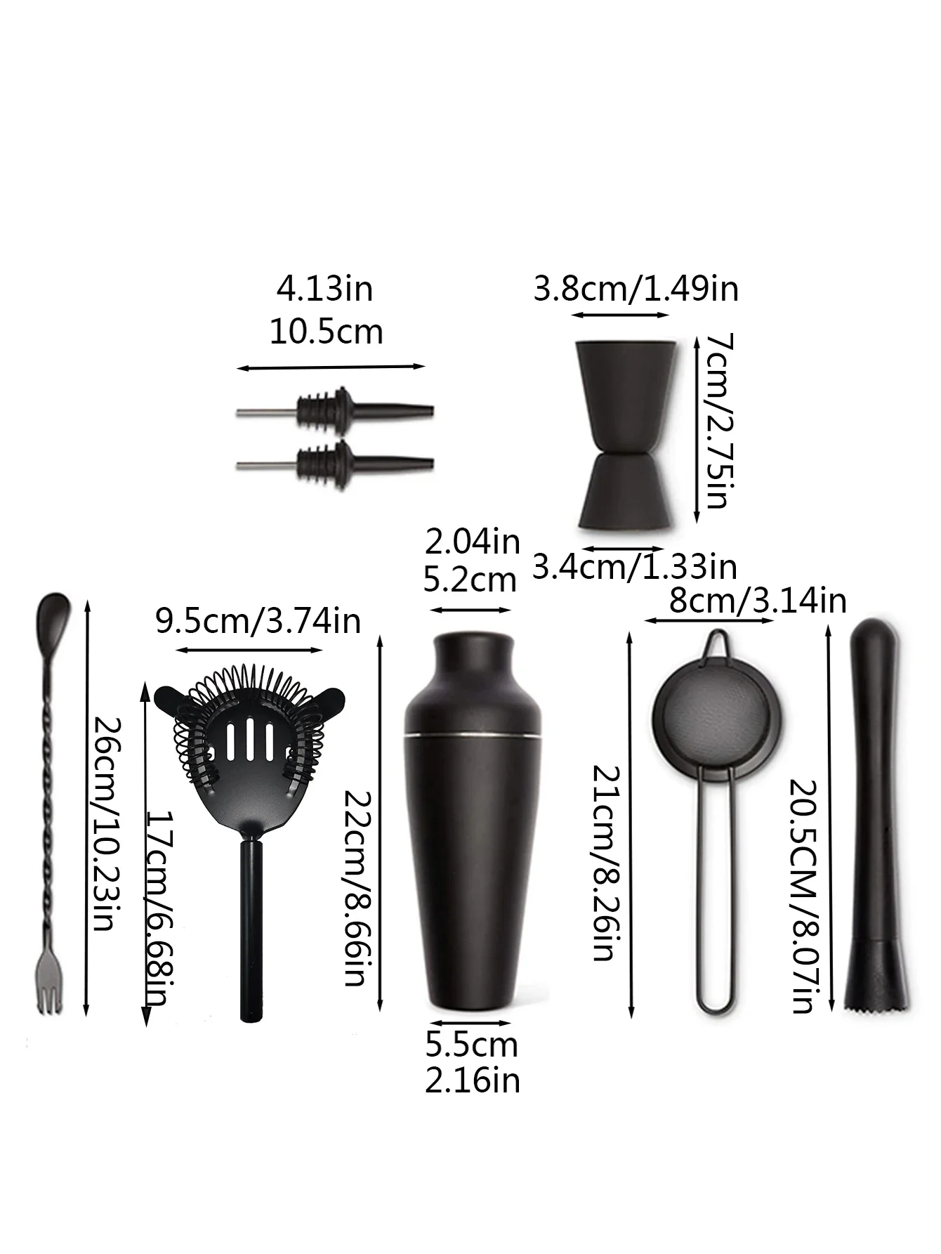 Cocktail Shaker Set Matte Black Wine Martini Drink Mixer Bartending Equipment Barware tools Bartender Kit for Home Bar